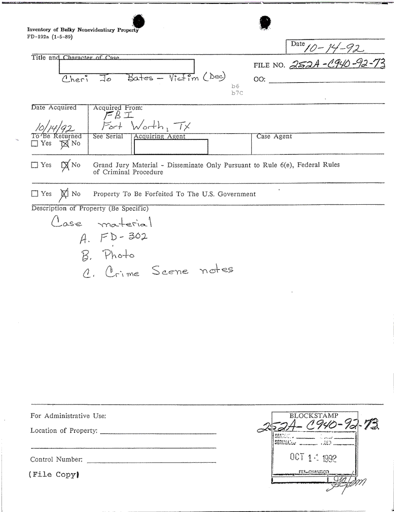 Cheri Jo Bates DNA Document Page 3